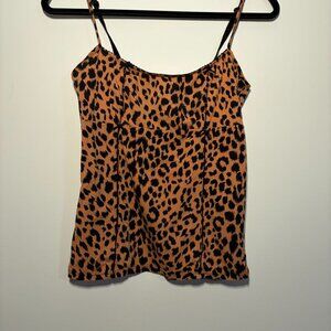 Betsey Johnson Leopard Print Cami Tank Top Bow Detail Size S